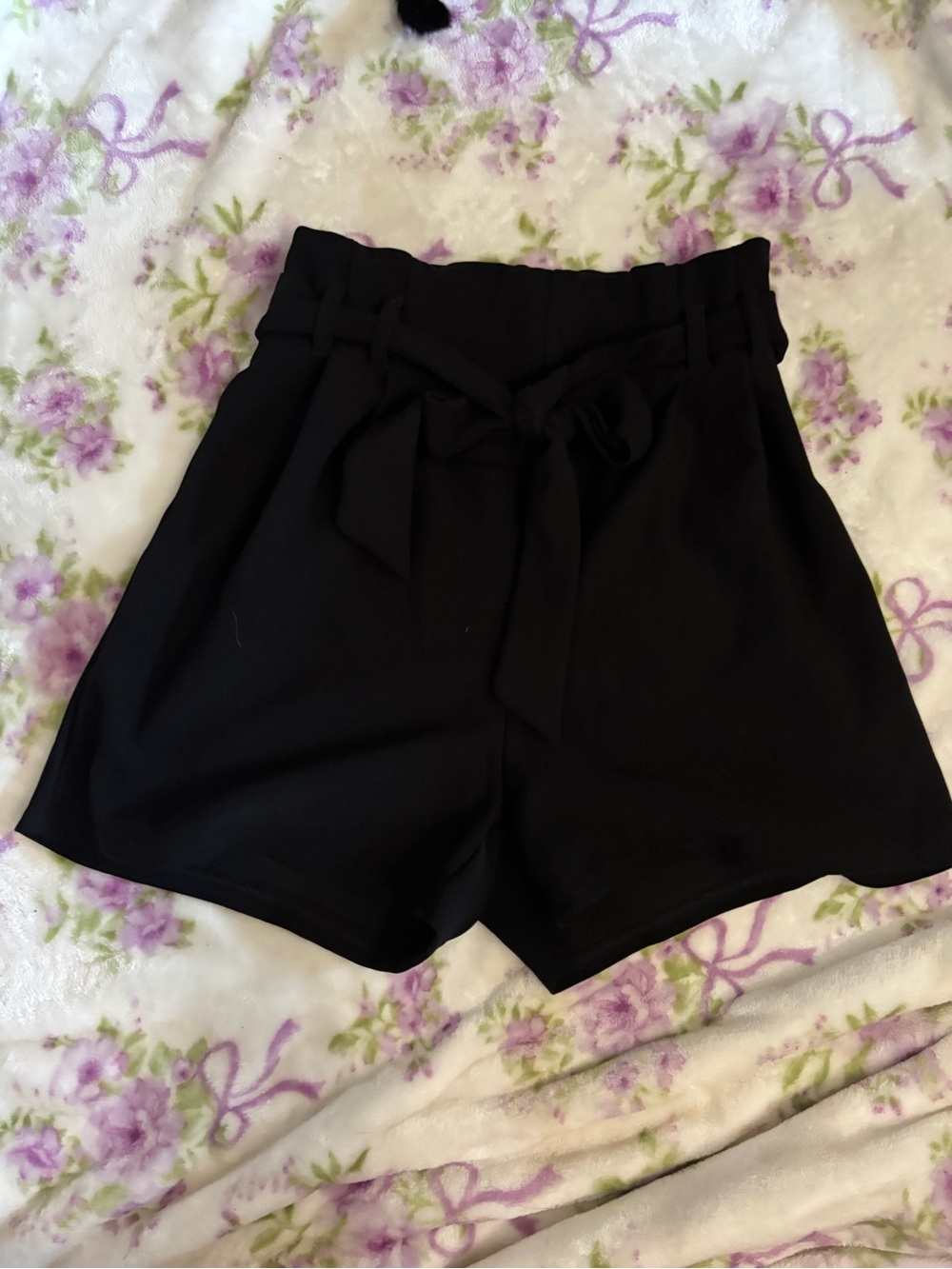 Black Tie-Waist Women’s Shorts